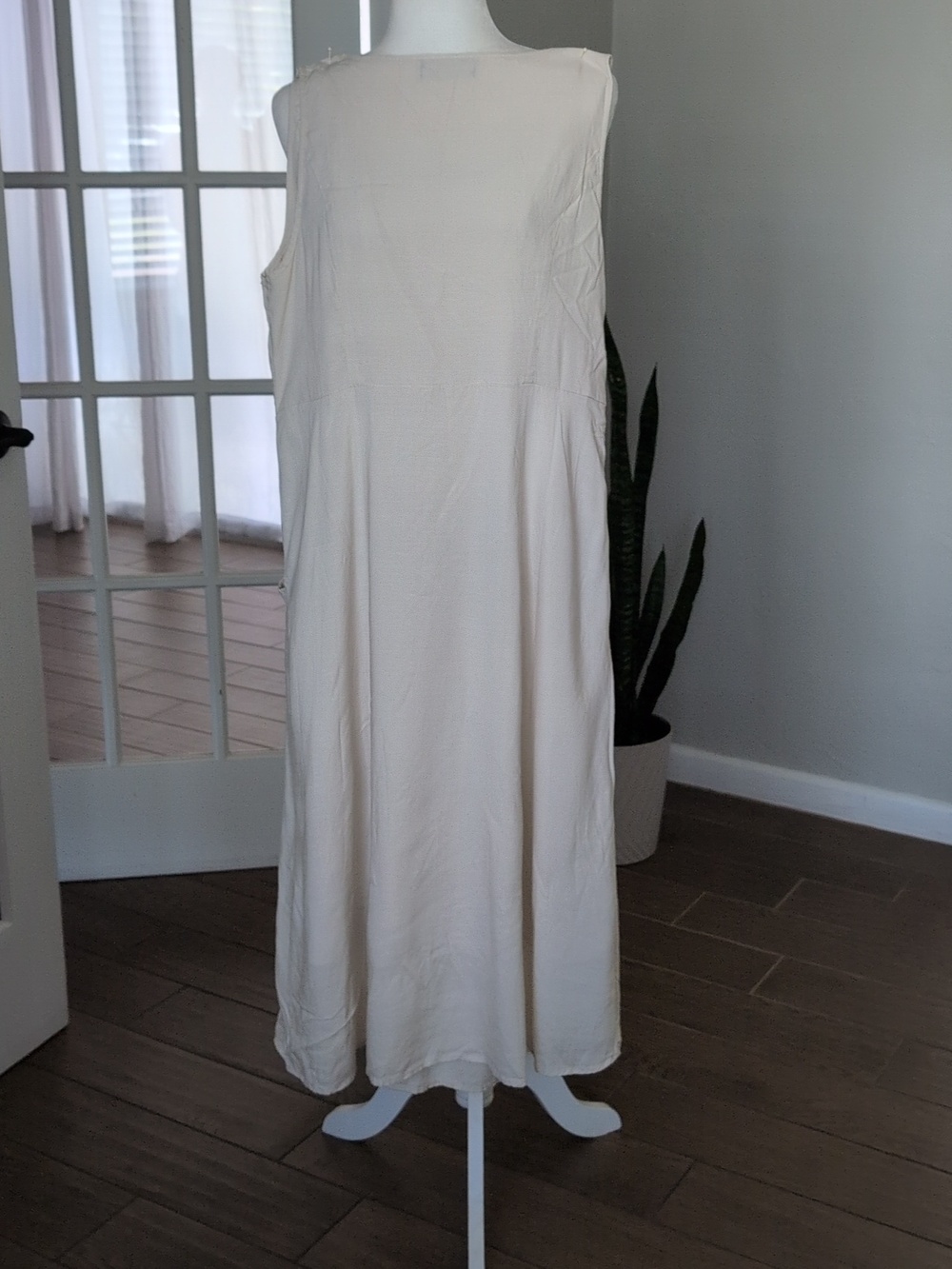 Seta T Sleeveless Cream Midi Summer Dress with Side Pockets Size Large - Picture 5 of 6